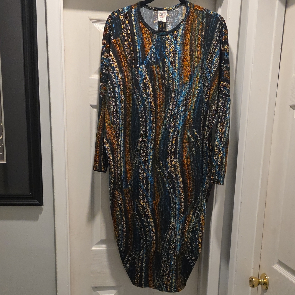 Long Sleeve Dress with Multicolor Pattern